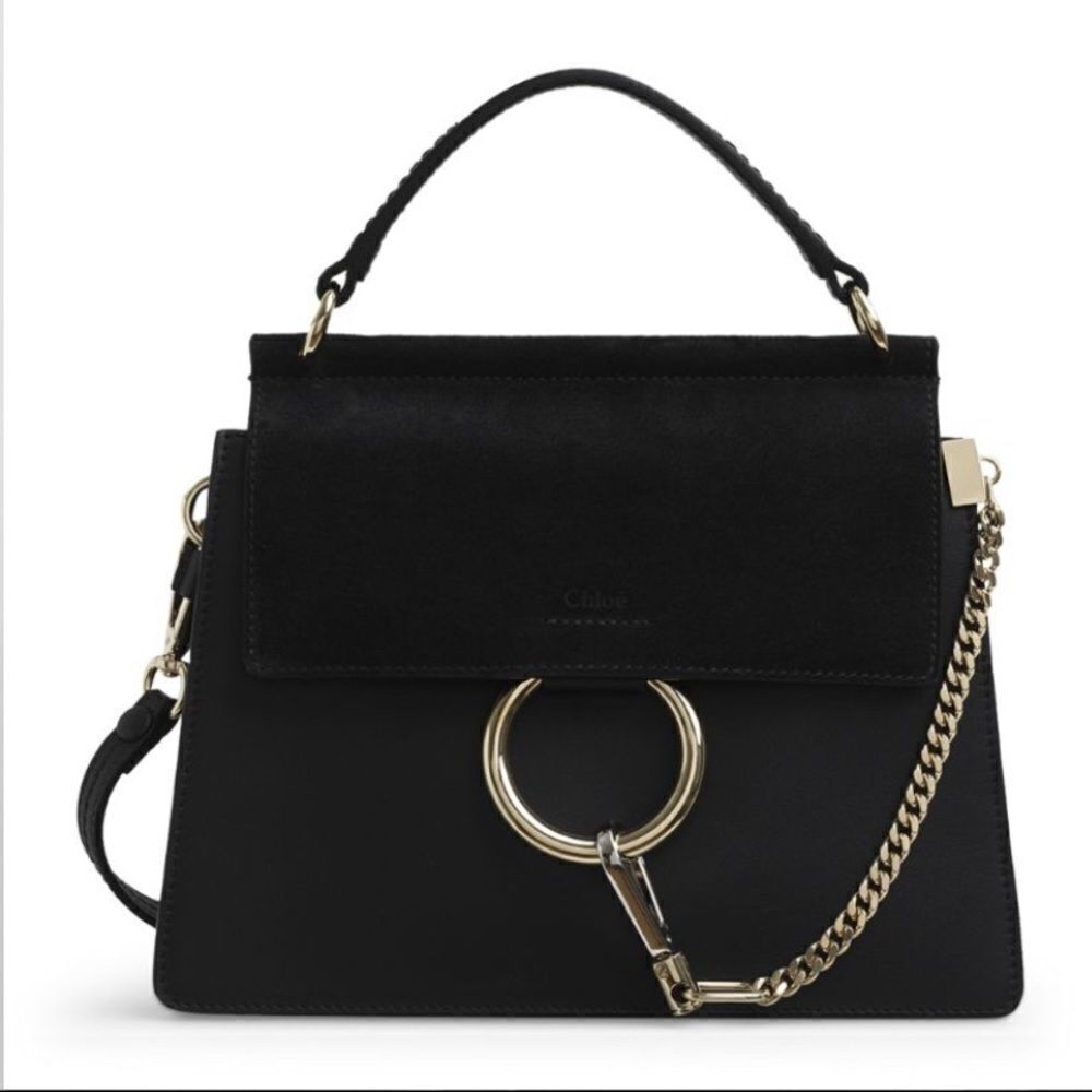 Chloé Small Faye Leather & Suede Top Handle Bag